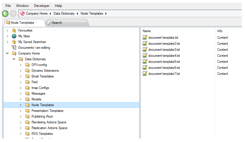 Document Templates in Data
Dictionary