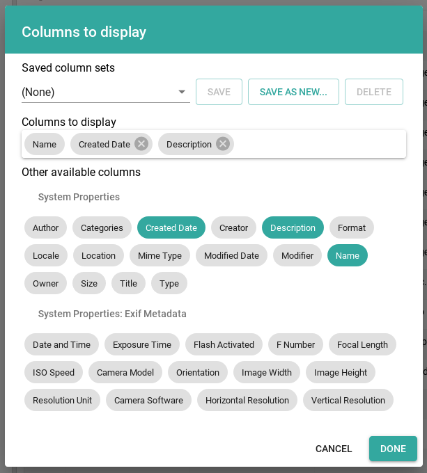 Result list
configuration