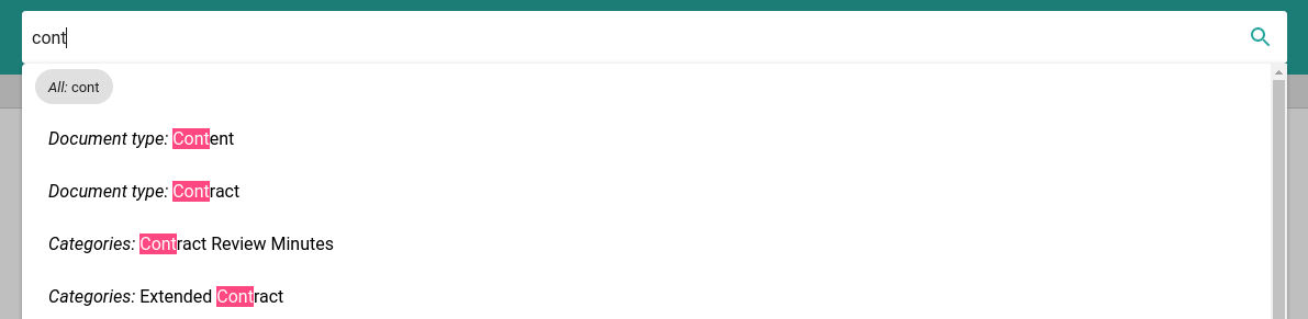 The autocompletion
suggestions