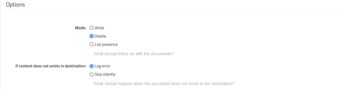 Options config delete