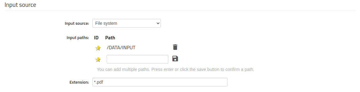 Input source FS config