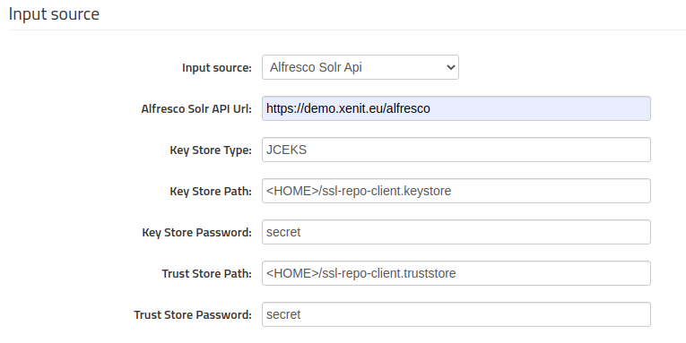 Input source Solr config