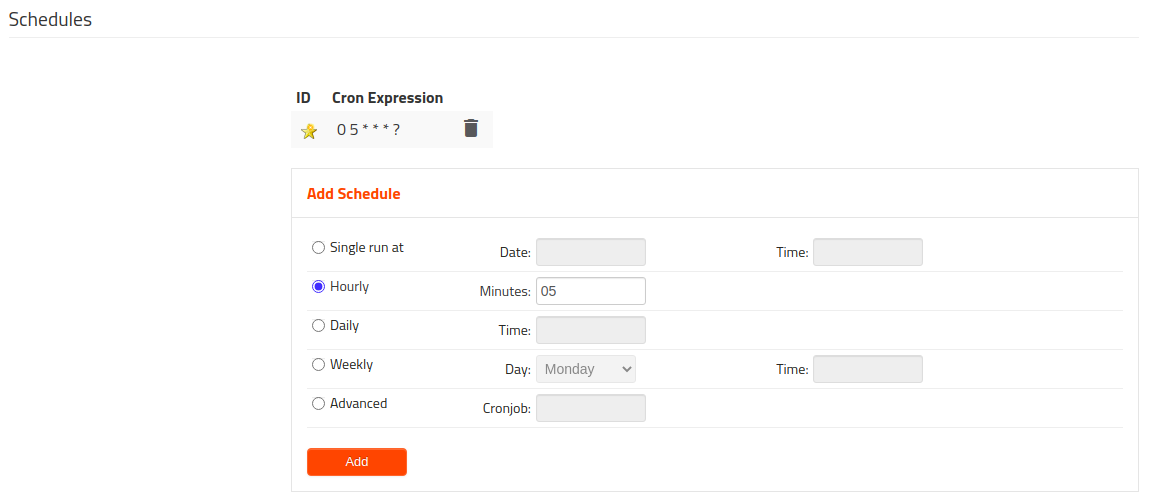 Schedules config
